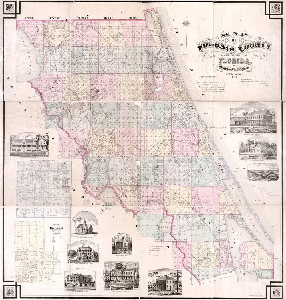 1883 Map of Volusia County Florida