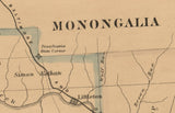 1865 Farm Line Map of Wetzel County WV Showing Oil Wells Property Names