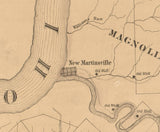 1865 Farm Line Map of Wetzel County WV Showing Oil Wells Property Names