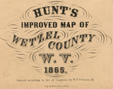 1865 Farm Line Map of Wetzel County WV Showing Oil Wells Property Names