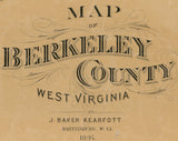 1894 Map of Berkeley County West Virginia Martinsburg