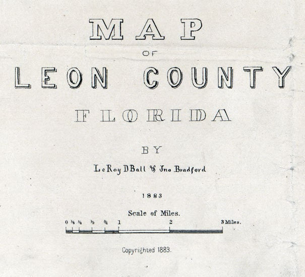 1883 Map of Leon County Florida Tallahassee