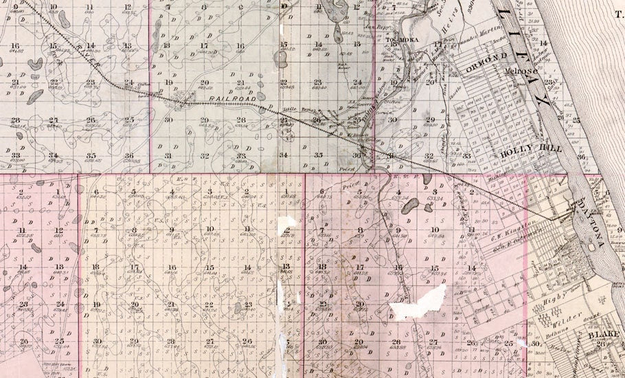 1883 Map of Volusia County Florida