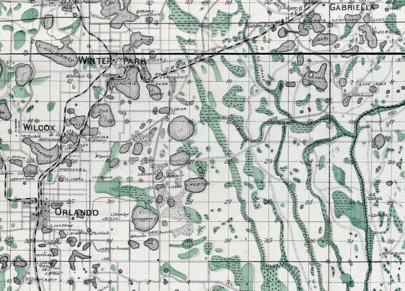 1890 Map of Orange County Florida Orlando