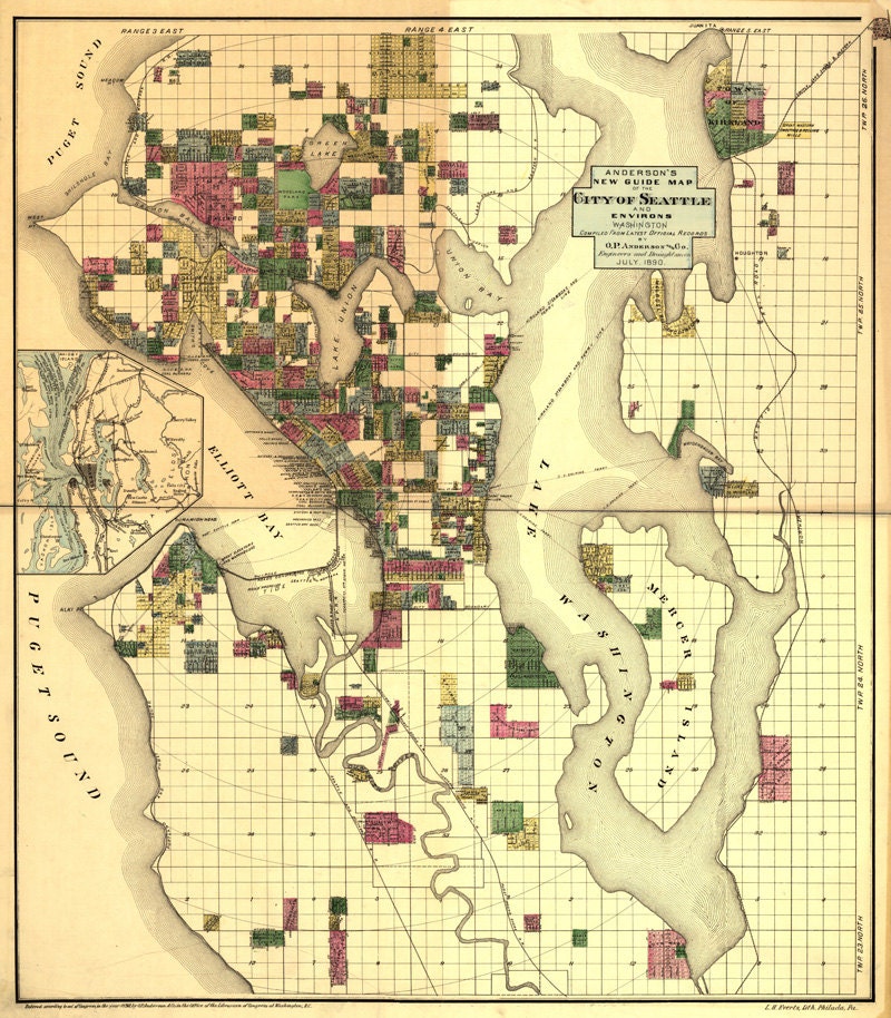 1890 Map of Seattle Washington