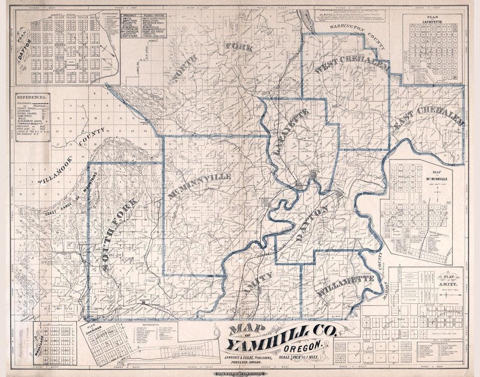 1879 Map of Yamhill County Oregon