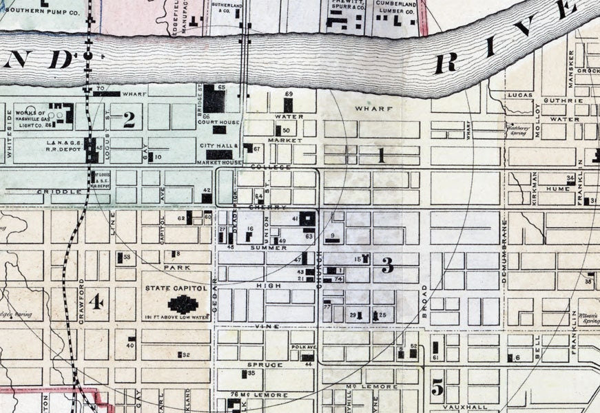 1877 Map of the City of Nashville Tennessee