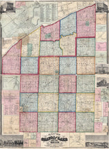 1857 Farm Line Map of Geauga and Lake County Ohio Painesville