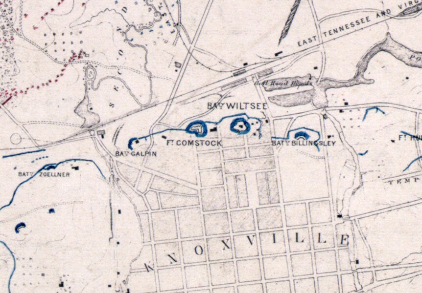 1864 Map of Knoxville Tennessee Region