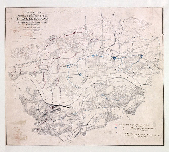 1864 Map of Knoxville Tennessee Region