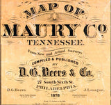 1878 Map of Maury County Tennessee Columbia
