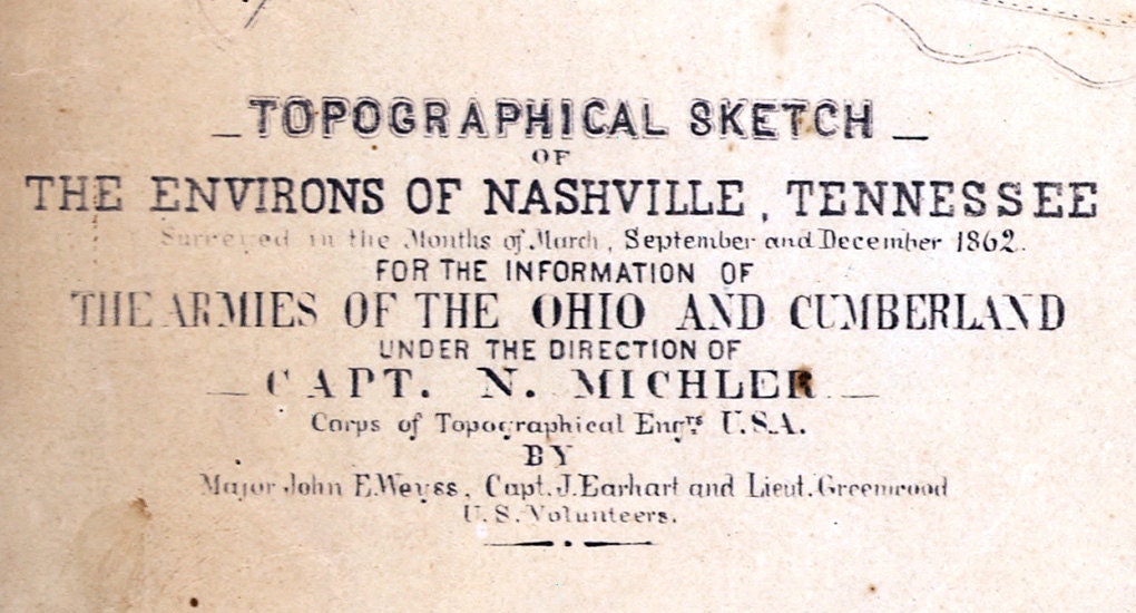 1862 Map of Nashville Tennessee area landowners