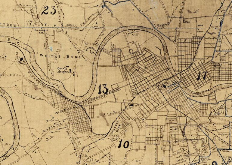 1900 Cadastral Map of Davidson County Tennessee Nashville