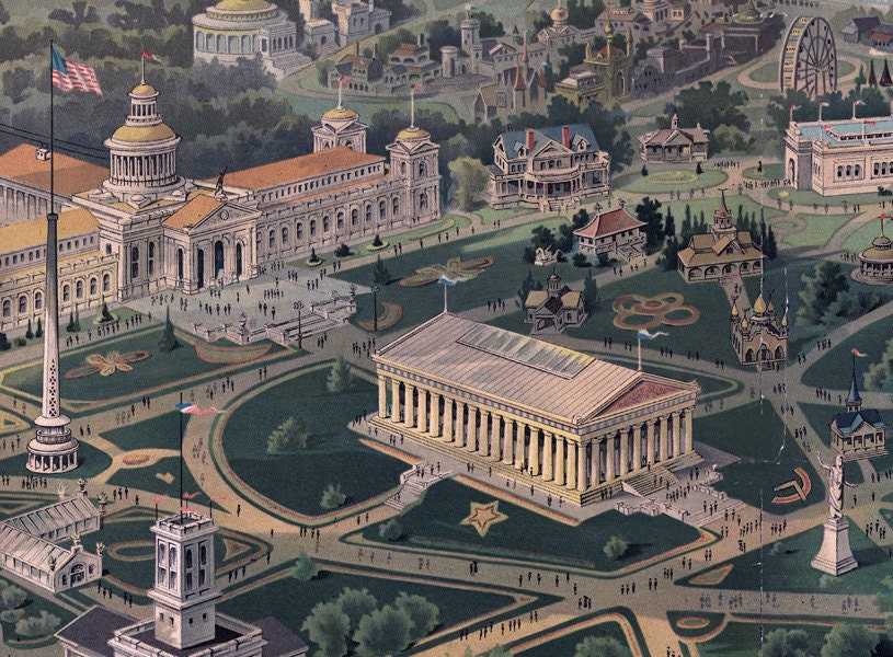 1897 Panoramic Aerial Map of Nashville Tennessee Centennial Exposition