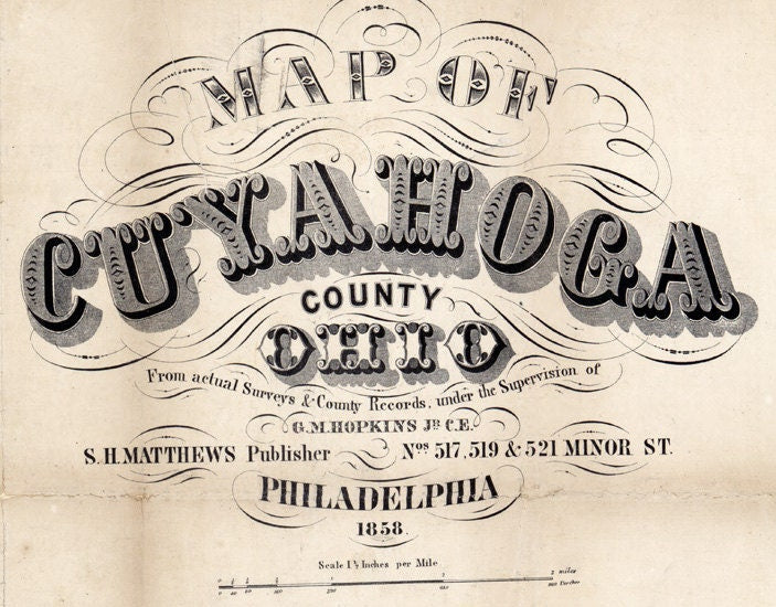 1858 Map of Cuyahoga County Ohio