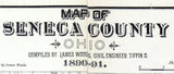 1891 Farm Line Map of Seneca County Ohio Tiffin