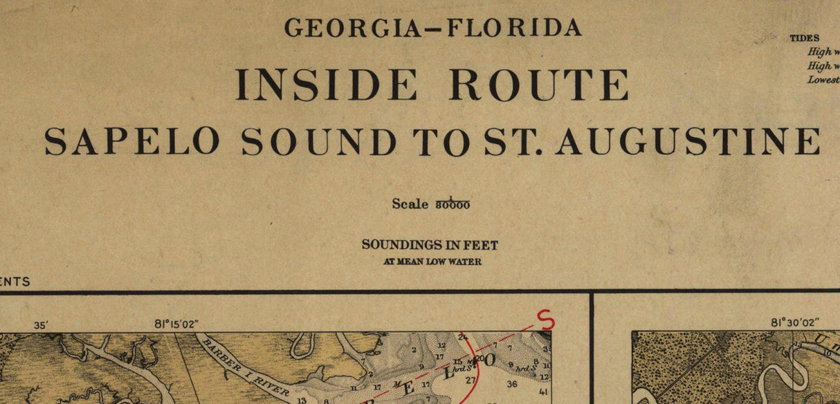 1925 Nautical Map of Saint Augustine Florida to Sapelo Sound