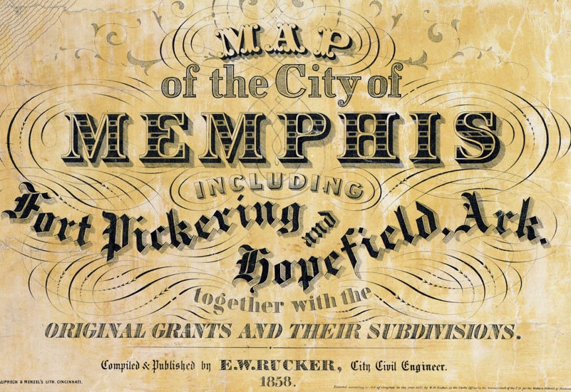1858 Map of Memphis Tennessee and Fort Pickering