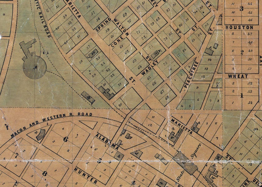 1850 Map of Atlanta Dekalb County Georgia Reproduction