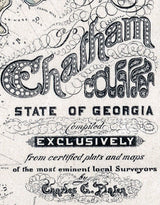 1875 Map of Chatham County Georgia Savannah Reproduction