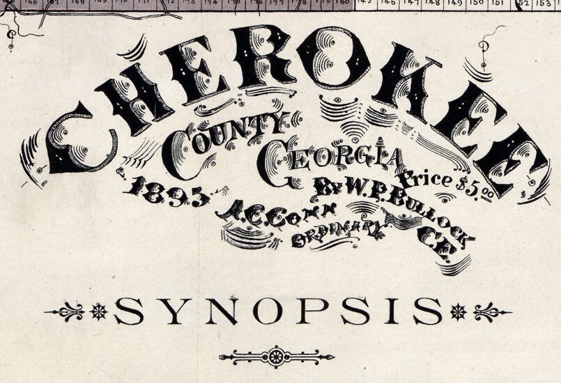 1895 Map of Cherokee County Georgia landowner reprint
