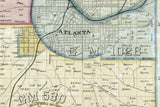 1893 Map of Fulton County Georgia Atlanta landowner reprint