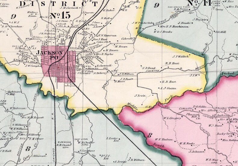 1877 Map of Madison County Tennessee Jackson