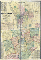 1877 Map of Montgomery County Tennessee Clarksville