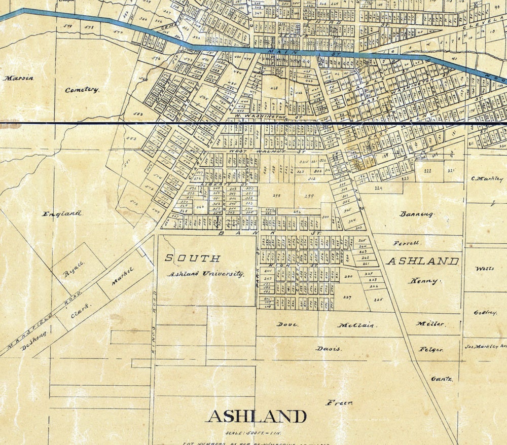 1897 Farm Line Map of Ashland County Ohio Loudenville Ashland landowners reprint