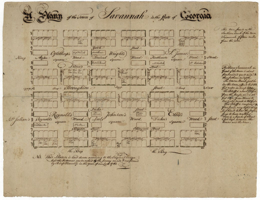 1761 Map of Savannah Georgia