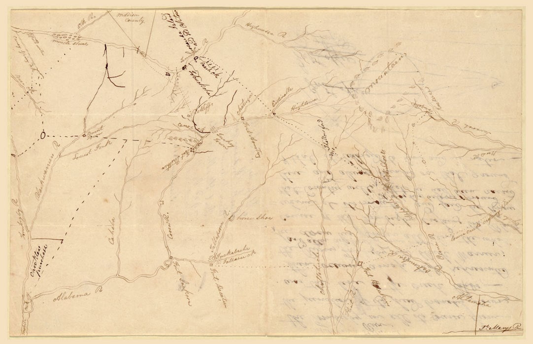 1816 Creek Indians Map of Alabama & Georgia