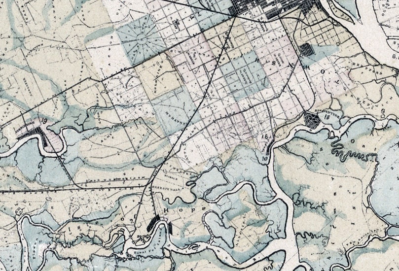 1875 Map of Chatham County Georgia Savannah Reproduction