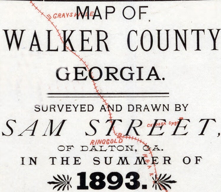 1893 Map of Walker County Georgia landowner reprint