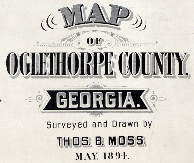 1894 Map of Oglethorpe County Georgia Lexington landowner reprint