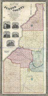 1893 Map of Fulton County Georgia Atlanta landowner reprint