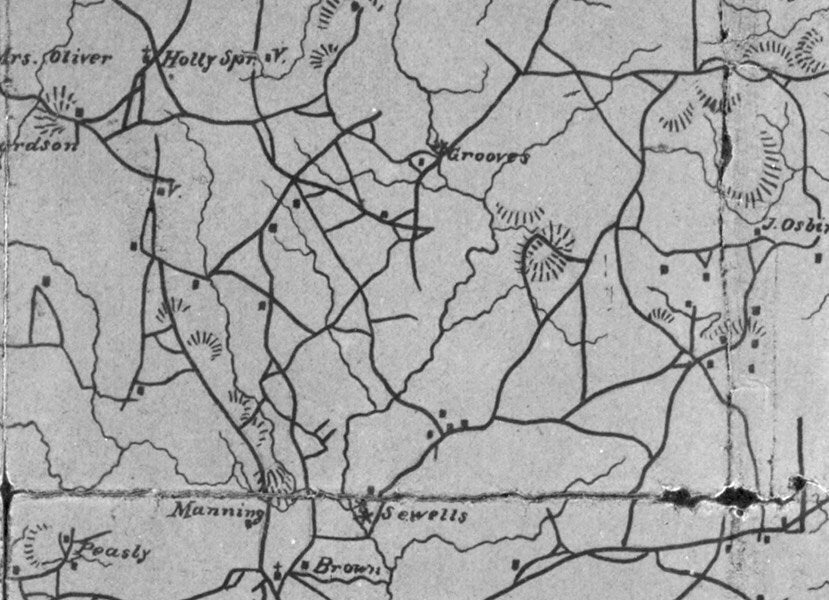 1864 Map Part of Cobb County Georgia Reproduction