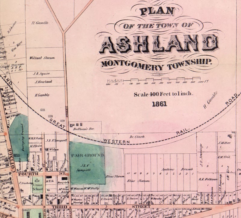 1861 Map of Ashland County Ohio Loudenville Ashland landowners reprint