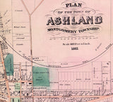1861 Map of Ashland County Ohio Loudenville Ashland landowners reprint