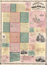 1861 Map of Ashland County Ohio Loudenville Ashland landowners reprint