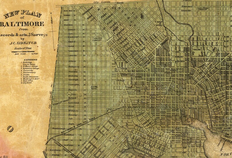 1857 Map of Baltimore County Maryland With Homeowner Names