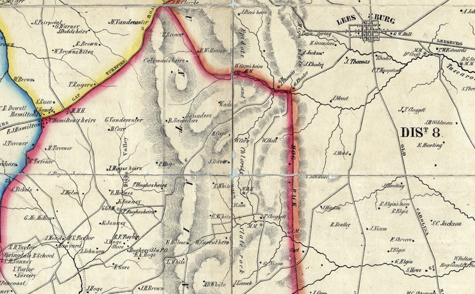 1854 Map of Loudoun County Virginia Genealogy Farm Names