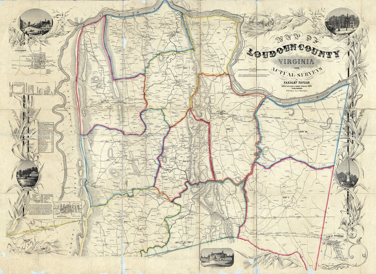 1854 Map of Loudoun County Virginia Genealogy Farm Names