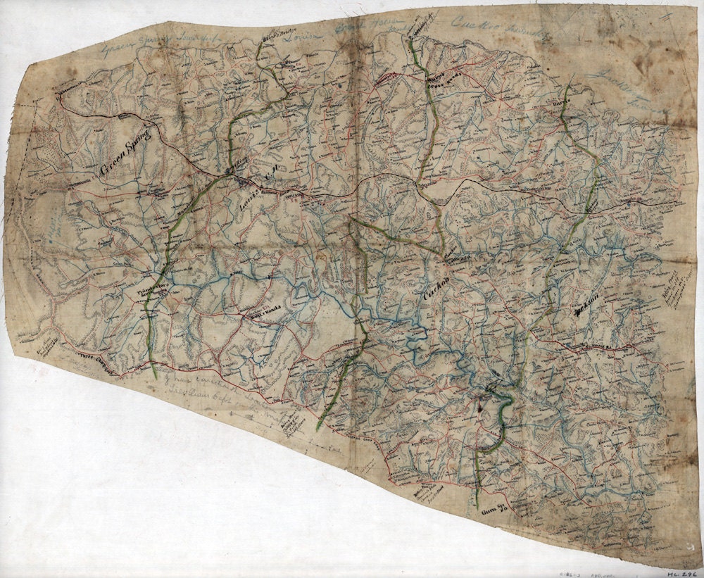 1860 Map of Louisa County Virginia Family Names Genealogy