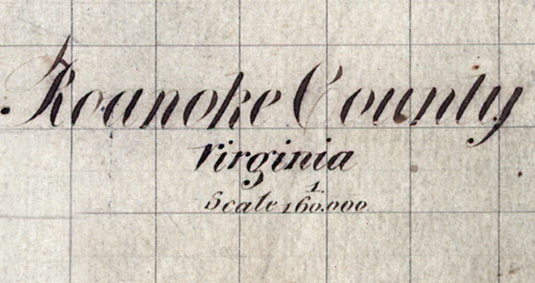 1860 Map of Roanoke County Virginia Family Names