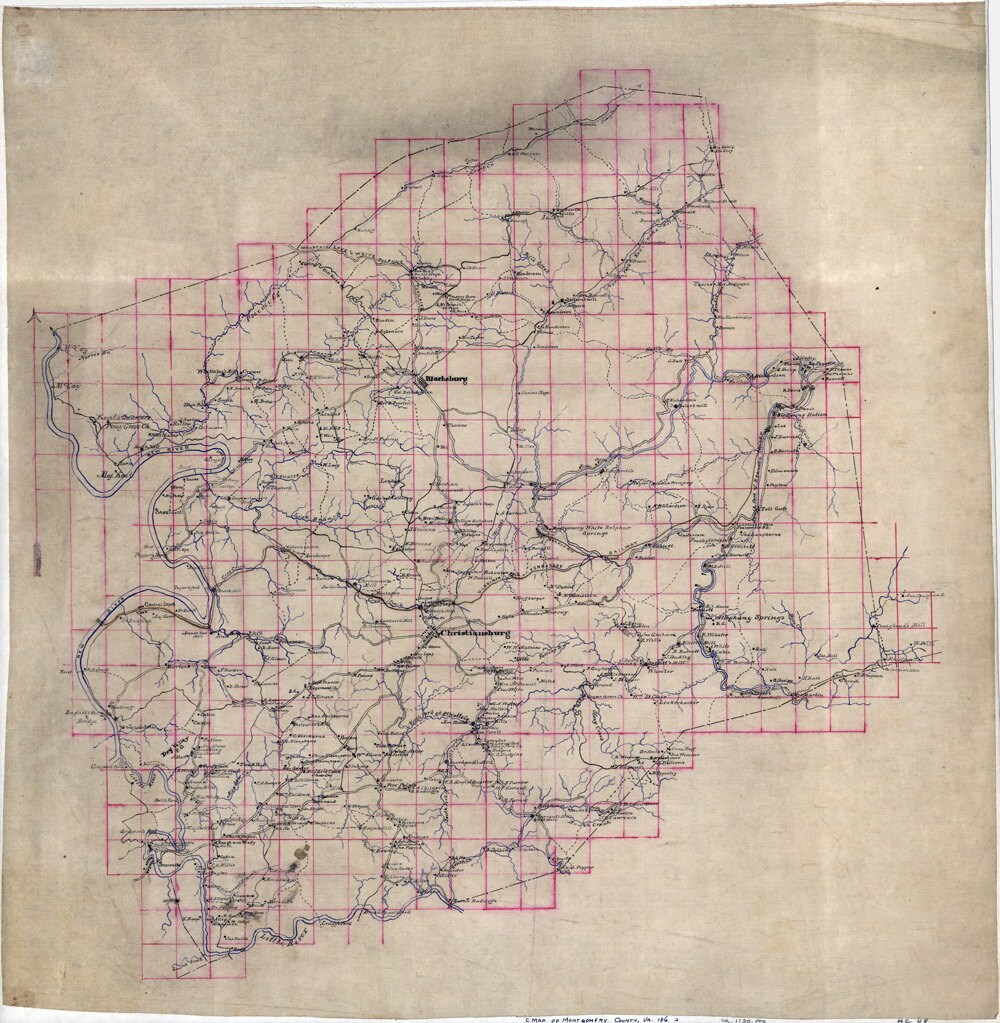 1860 Map of Montgomery County Virginia Family Names