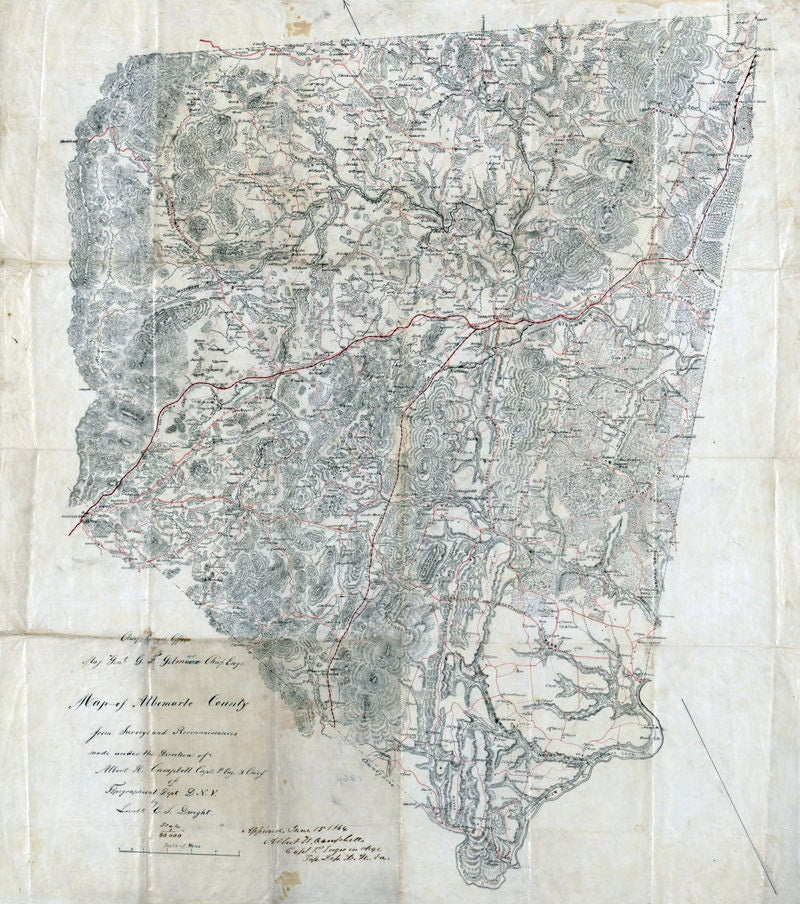 1864 Map of Albemarle County Virginia Family Names Genealogy
