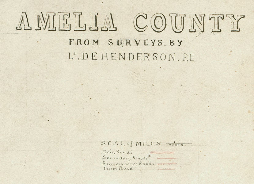 1864 Map of Amelia County Virginia Family Names Genealogy