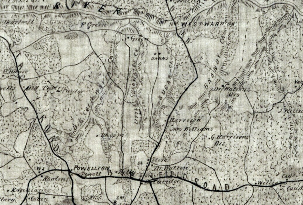 1864 Map of Brunswick County Virginia Family Names Genealogy