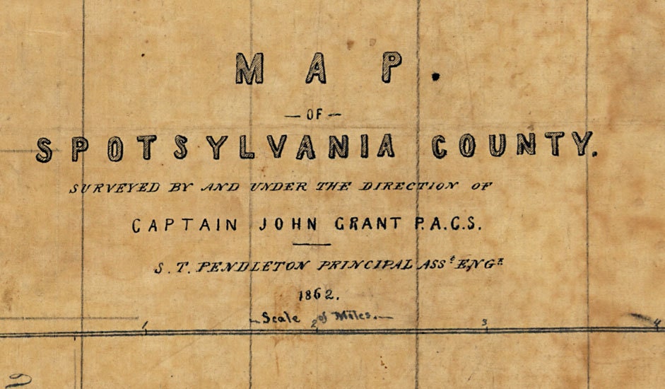 1862 Map of Spotsylvania County Virginia Family Names Genealogy