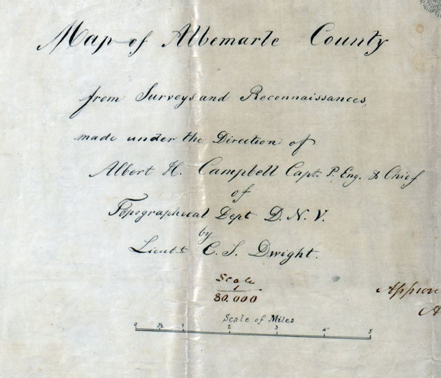 1864 Map of Albemarle County Virginia Family Names Genealogy